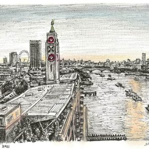 Drawing of Oxo Tower, London - Drawings of London