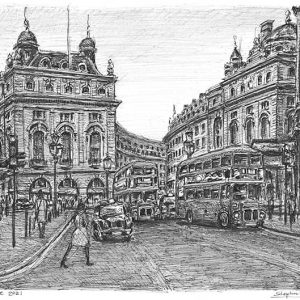 Drawing of Piccadilly Circus, London