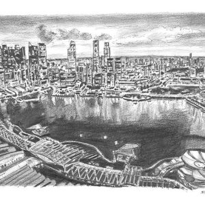 Drawing of Singapore in the evening