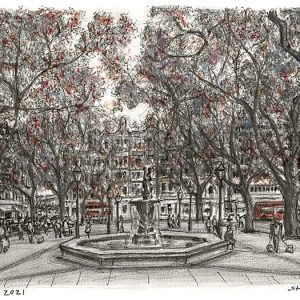 Drawing of Sloane square, London