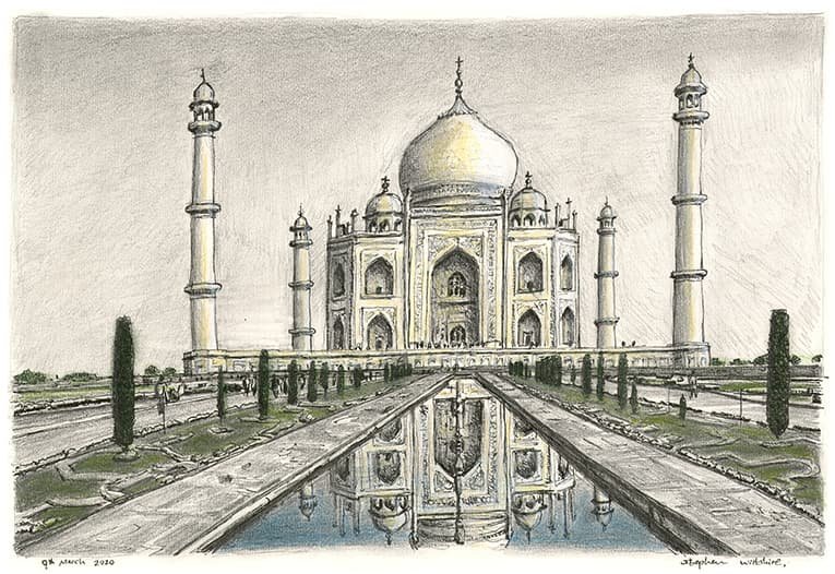 Drawing of Taj Mahal, India - Drawings of India